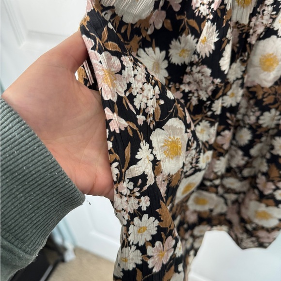 Abercrombie nwt brown floral smocked flutter sleeve dress w pockets - Picture 4 of 8